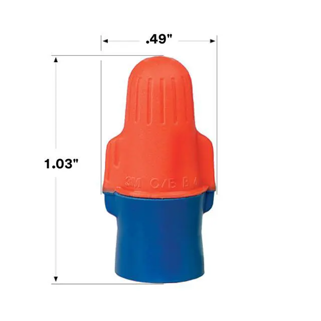 Alt view image 3 of 7 - Performance Plus Wire Connector, O/B+JUG, Orange/Blue, Flexible Steel Spring Connectors, Twist On, CSA Certified, UL Listed, Jug of 500, 22-12 AWG