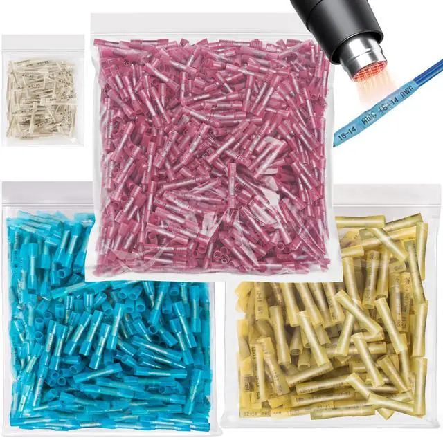 Main image of 1500 PCS Heat Shrink Butt Connectors, 16-14 AWG 22-16 AWG 12-10 AWG 26-24 AWG Marine Grade Waterproof Electrical Insulated Crimp Wire Splice for Boats, Automotive, Marine, Home, Industrial Wiring