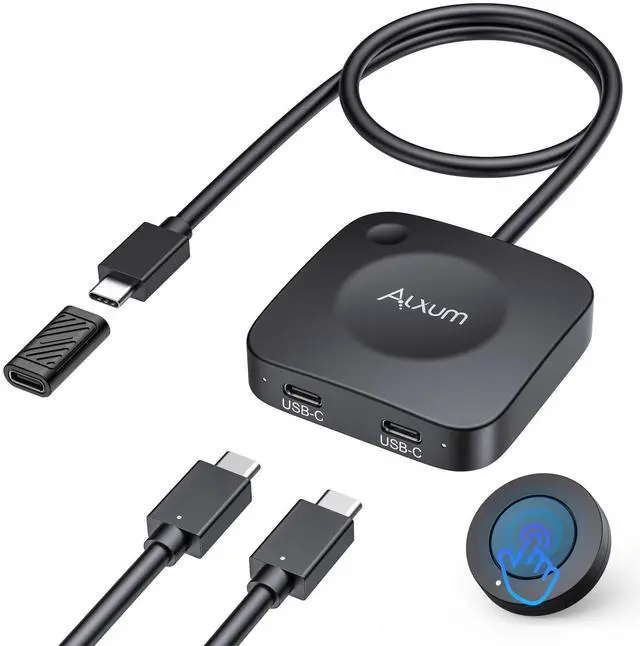 Main image of 20Gbps USB C Switch 2 Computers, USB-C Switcher for USB-C/Thunderbolt 4 Monitor or Dock, 8K@30Hz/4K@144Hz Display, PD 3.1 140W Charging, USB-C Switch with Remote, Gaming Laptops Tablets Phones