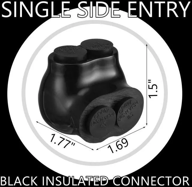 Alt view image 3 of 7 - 10 Pcs Insulated Multi Cable Connectors 2 Port Single Entry Splice Electrical Power Connector Black Interconnect Terminals Pre Filled (2-14 AWG Wire Range)