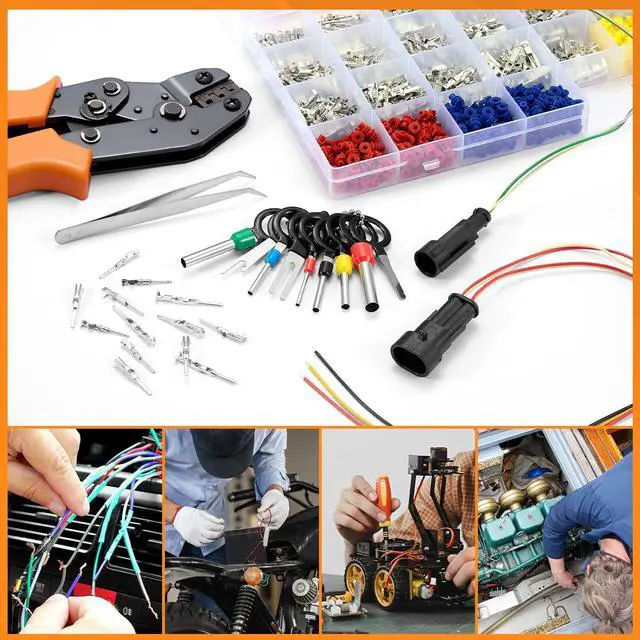 Alt view image 7 of 7 - 945Pcs Pin Connector Kit,Car Electrical Wire Connectors Terminal Pins,21Type Non-Insulated Plug 1/1.5/1.8/2.2/2.8/3.5mm,Large Quantity&Easy Store with Ratchet Crimping Tool 22-16 AWG