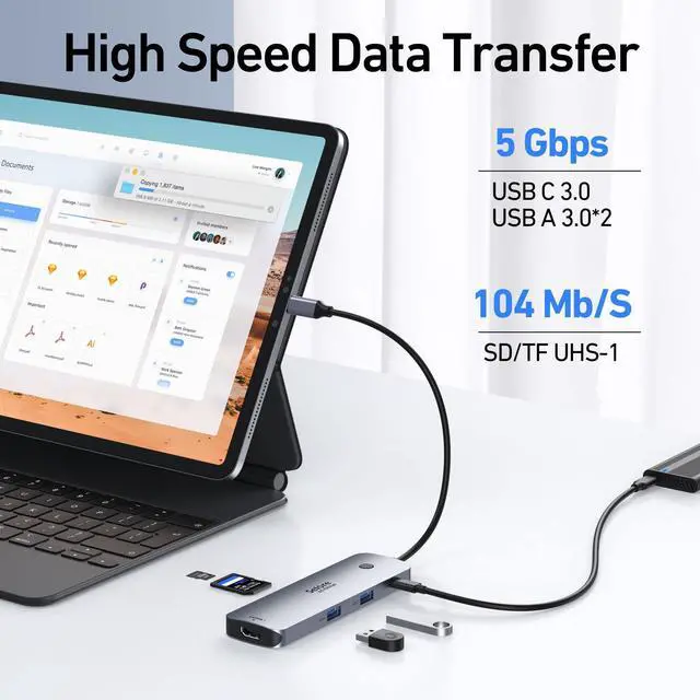 Alt view image 6 of 6 - USB C Docking Station Dual HDMI Monitor, USB C to Dual HDMI Adapter with 4K@60Hz HDMI, 100W PD, SD/TF, USB A&C 3.0 Ports, Laptop Docking Station for Dell XPS/HP/Lenovo/Surface/Yoga etc