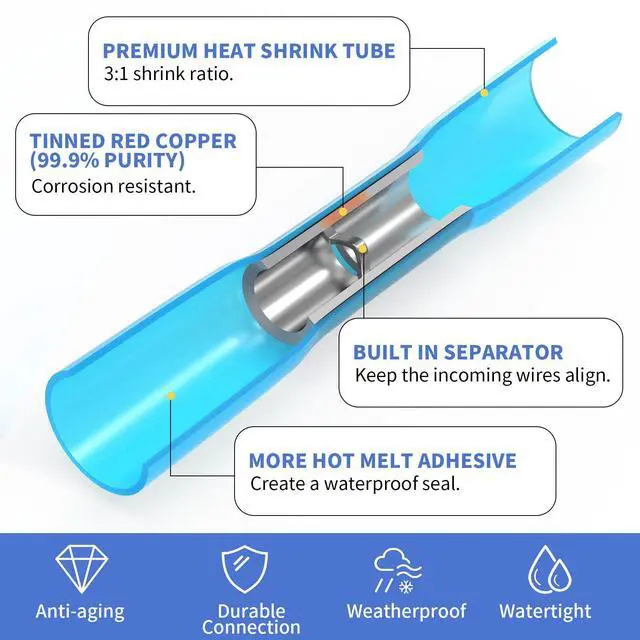 Alt view image 4 of 7 - 660 PCS Heat Shrink Butt Connectors Crimp Electrical Wire Connector Waterproof Insulated Butt Splice Terminal for Automotive Marine Boat Truck Trailer Stereo