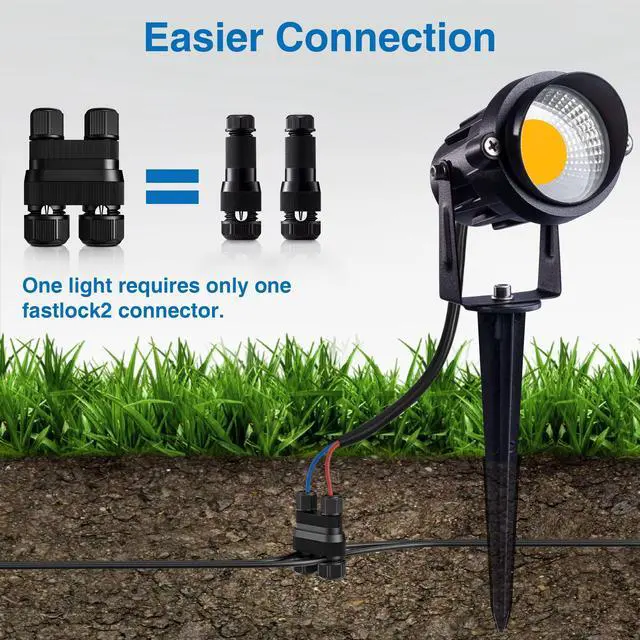 Alt view image 2 of 6 - Fastlock2 Low Voltage Wire Connector Landscape Lighting Connectors 14-18 Gauge Waterproof Low Voltage Connectors Outdoor Landscape Wire Connector for Garden Yard Path Lights, 24 Pack