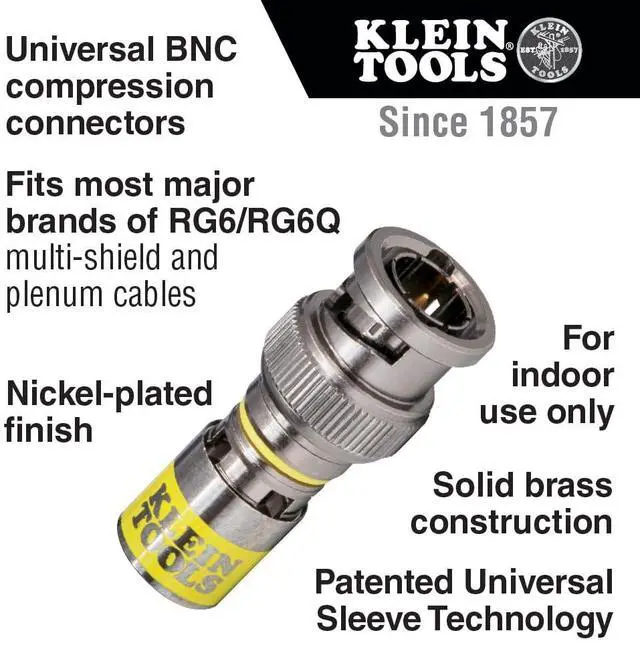 Alt view image 2 of 7 - VDV813-607 Universal BNC Compression Coax Connector, for RG6/6Q Coaxial Cables, Male, 10-Pack