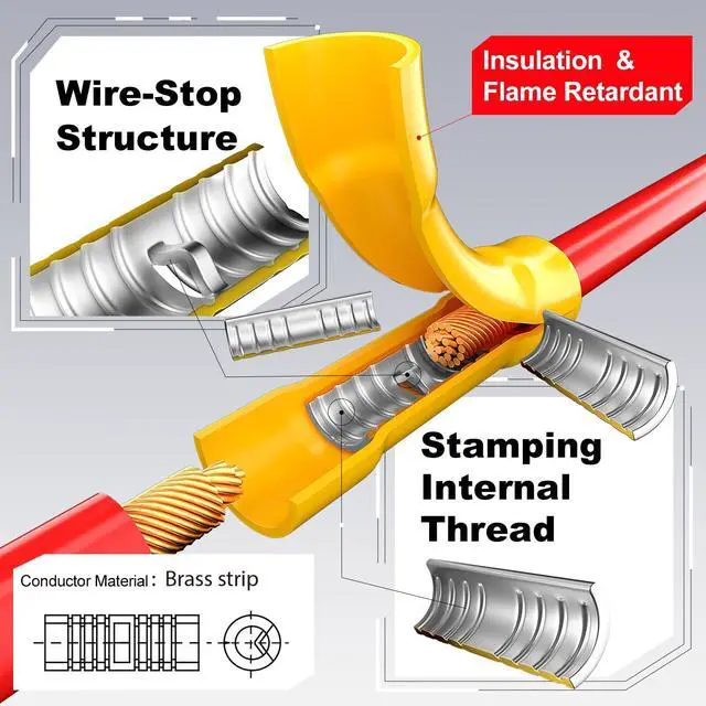 Alt view image 3 of 7 - UL Listed 200 Pcs Wire Butt Splice Connectors Kit, 22-10 AWG Electrical Crimp Terminal Connector Kits, Fully Insulated Wiring Straight Crimps Terminals for 22,20,18,16,14,12,10 Gauge Wires