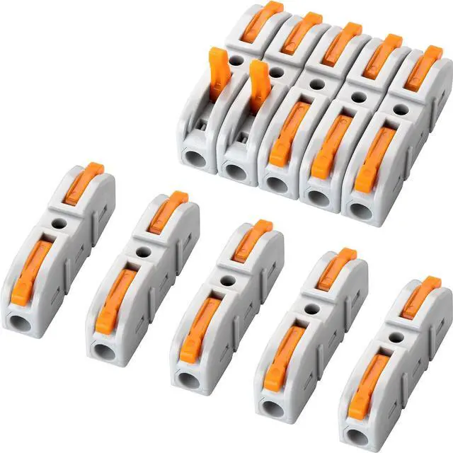 Main image of 50 Pcs Lever Wire Connectors, 1 Conductor Compact Splicing Wire Connectors for Circuit Inline 24-12 AWG (Orange)