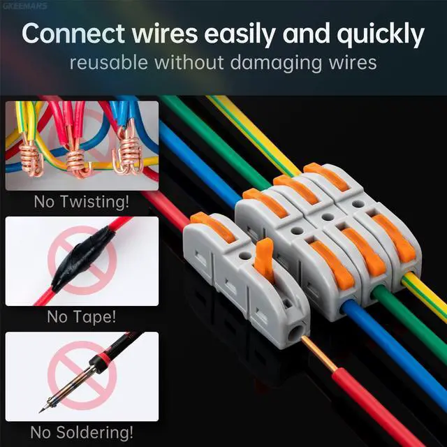 Alt view image 2 of 7 - 50 Pcs Lever Wire Connectors, 1 Conductor Compact Splicing Wire Connectors for Circuit Inline 24-12 AWG (Orange)