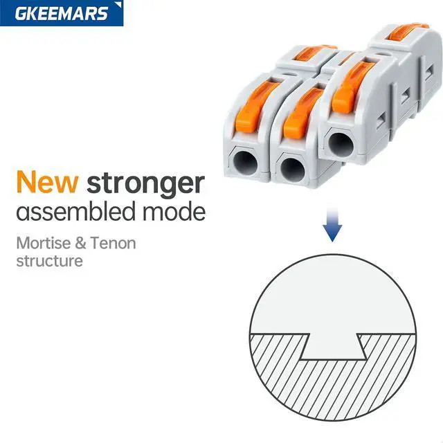 Alt view image 4 of 7 - 50 Pcs Lever Wire Connectors, 1 Conductor Compact Splicing Wire Connectors for Circuit Inline 24-12 AWG (Orange)