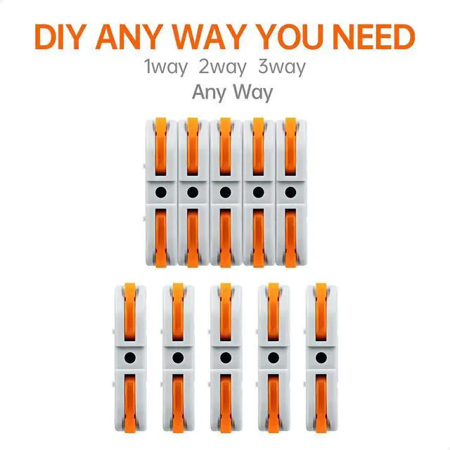 Alt view image 3 of 7 - 50 Pcs Lever Wire Connectors, 1 Conductor Compact Splicing Wire Connectors for Circuit Inline 24-12 AWG (Orange)