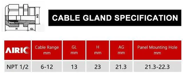 Alt view image 7 of 7 - 12 Pcs 1/2" NPT Cable Glands IP68 Waterproof Strain Relief Cord Grip