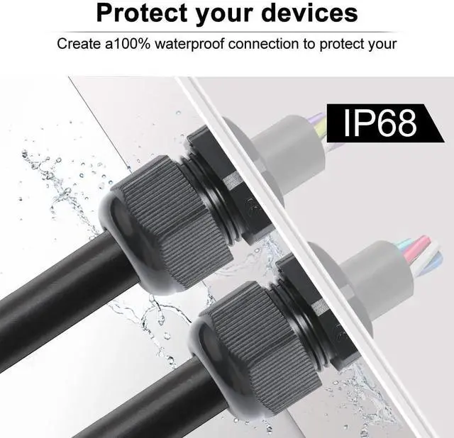 Alt view image 4 of 7 - 12 Pcs 1/2" NPT Cable Glands IP68 Waterproof Strain Relief Cord Grip