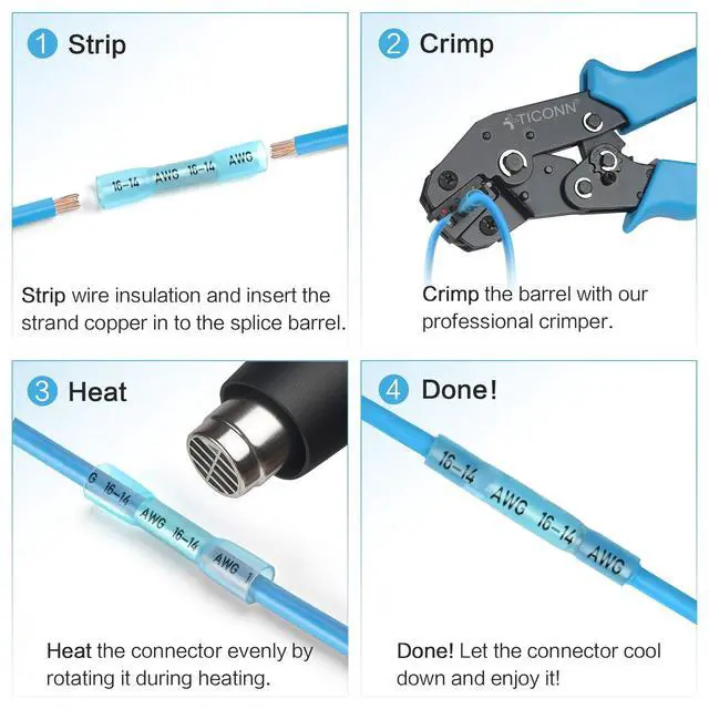 Alt view image 3 of 7 - 100PCS Heat Shrink Butt Wire Connector Kit, Insulated Waterproof Electrical Wire Crimp Terminals Butt Splice for Marine Automotive (100PCS)