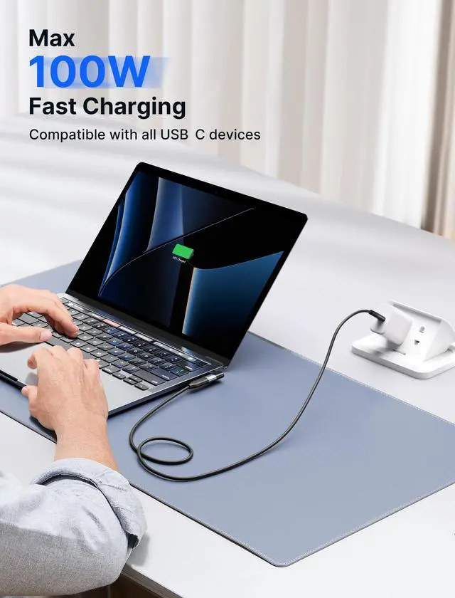 Alt view image 4 of 7 - 90 Degree USB C Male to Female Adapter 2-Pack, 100W 40Gbps