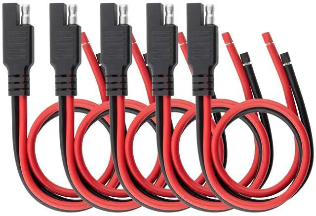 Main image of 5PCS SAE Connector 12AWG 1 Feet SAE Extension Cable for Solar Panel Motorcycles Cars Charger Trolling Motor 2 Pin Single Plug Quick Connector Disconnect Connector