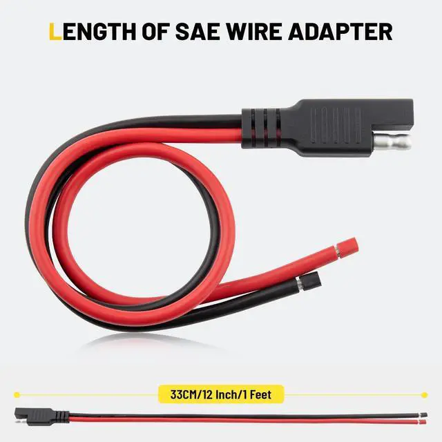 Alt view image 5 of 7 - 5PCS SAE Connector 12AWG 1 Feet SAE Extension Cable for Solar Panel Motorcycles Cars Charger Trolling Motor 2 Pin Single Plug Quick Connector Disconnect Connector