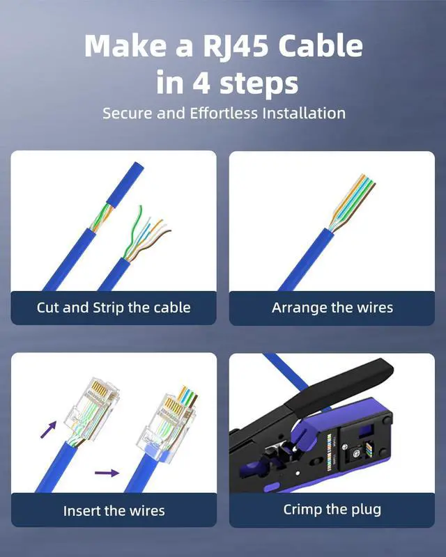 Alt view image 7 of 7 - 100-Pack Cat6 RJ45 Pass Through Connectors, 10Gbps Unshielded Ethernet Modular Plugs, Gold Plated 8P8C Cat 6 Ends for 24-26AWG Solid or Stranded UTP Network Cable Support PoE