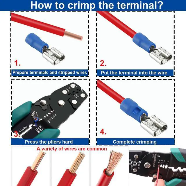 Alt view image 5 of 6 - Insulated Wire Crimp Connectors Assortment Kit with Ring, Spade, Butt, Quick Disconnect, Crimp Automotive Cable Terminals TN-T01