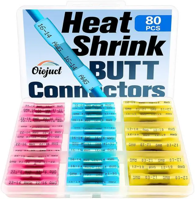 Main image of Heat Shrink Butt Connectors - Waterproof Wire Crimps for Marine and Automotive Wiring (80Pcs)