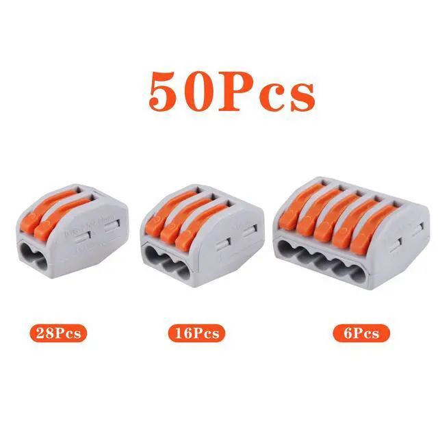 Alt view image 2 of 7 - 50 PCS Lever Wire Electrical Connectors Nuts Assortment Kit with 28-12 AWG, Multiple Stud2/3/5 Conductor Combination Compact, Electrical Insulated Terminals, Quick Disconnect Splicing