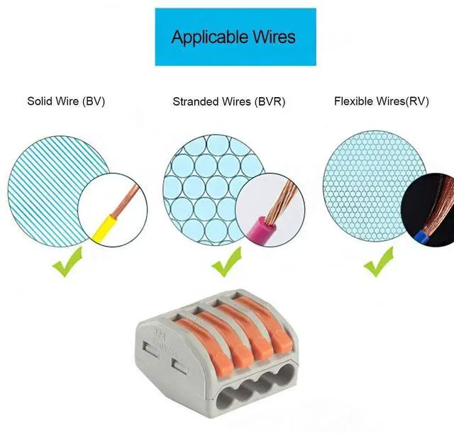 Alt view image 6 of 7 - 50 PCS Lever Wire Electrical Connectors Nuts Assortment Kit with 28-12 AWG, Multiple Stud2/3/5 Conductor Combination Compact, Electrical Insulated Terminals, Quick Disconnect Splicing
