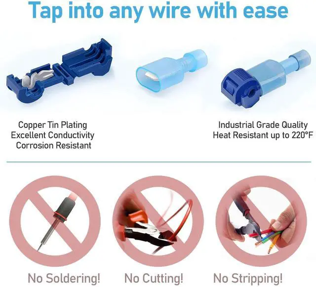 Alt view image 2 of 7 - 120Pcs T Tap Wire Connectors, T Wire Quick Splice Connector, T Connectors for Wiring with Storage Case (120Pcs)