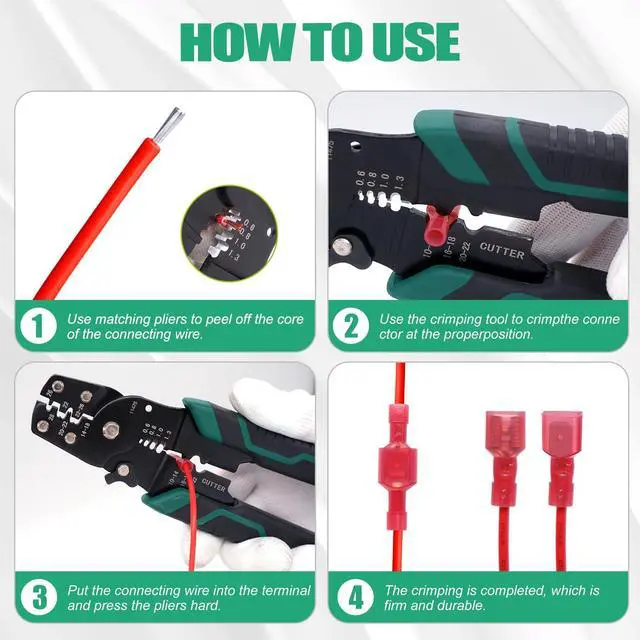 Alt view image 6 of 6 - 100PCS Nylon Spade Connectors Kit 22-10 Gauge Male and Female Wire Spade Terminal Quick Disconnect Fully Insulated Wire Crimp Connector for Automotive Marine