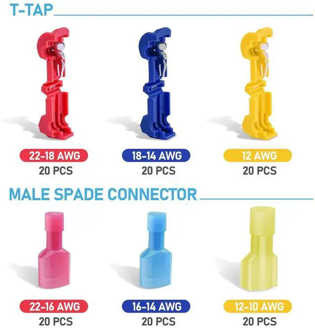Alt view image 6 of 7 - 120Pcs T Tap Wire Connectors, T Wire Quick Splice Connector, T Connectors for Wiring with Storage Case (120Pcs)