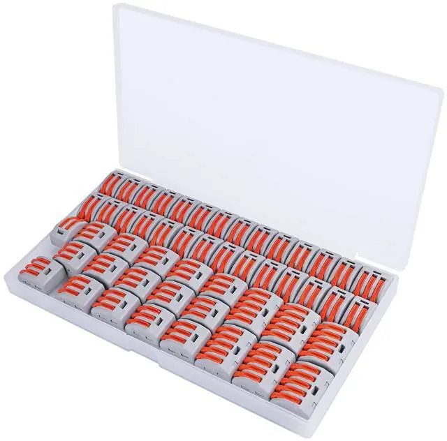 Main image of 50 PCS Lever Wire Electrical Connectors Nuts Assortment Kit with 28-12 AWG, Multiple Stud2/3/5 Conductor Combination Compact, Electrical Insulated Terminals, Quick Disconnect Splicing