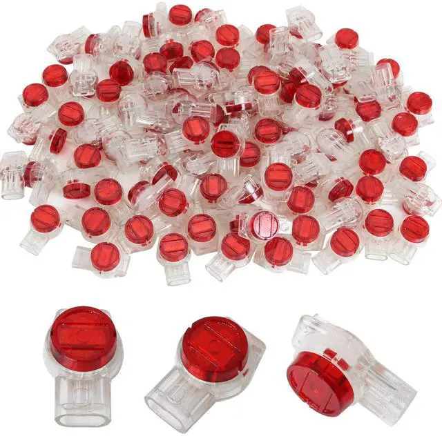Main image of IDC Connector 100PCS Red Clear Data Phone Wire Butt Splice 3 Ports Connectors