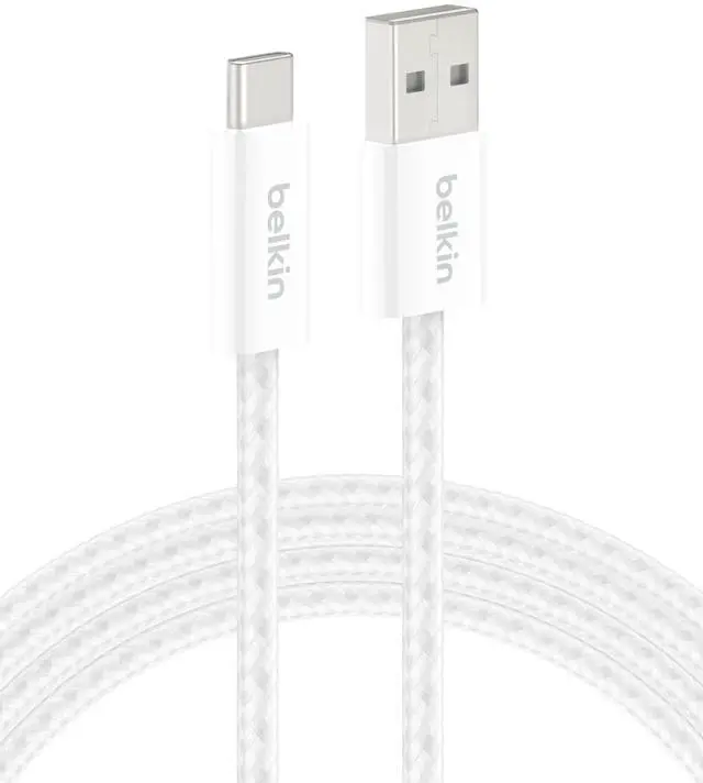 Main image of USB A to USB C Cable, 6.6ft, 15W - Type C Charger, iPhone Charger Cord, Soft, Braided, Flexible for iPhone 17 & 16, Galaxy S26, Pixel 10, iPad Pro, Airpods Pro, Switch & More - White