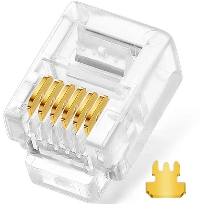 Main image of 20Pack Telephone Modular Plug RJ11/RJ12 6P6C Connector for Phone Line Cord (Compatible with Both Solid and Stranded Wire)