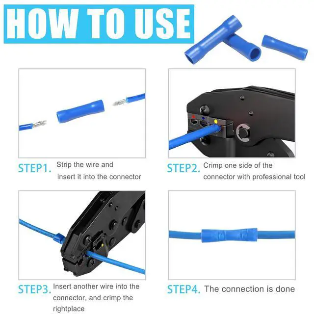 Alt view image 5 of 6 - 90 Pcs Butt Splice Connectors Kit 22-10 AWG Electrical Crimp Terminal Connector Kits Assorted Butt Splice Crimp Connectors Wiring Straight Crimps Terminals for 22,20,18,16,14,12,10 Gauge Wires