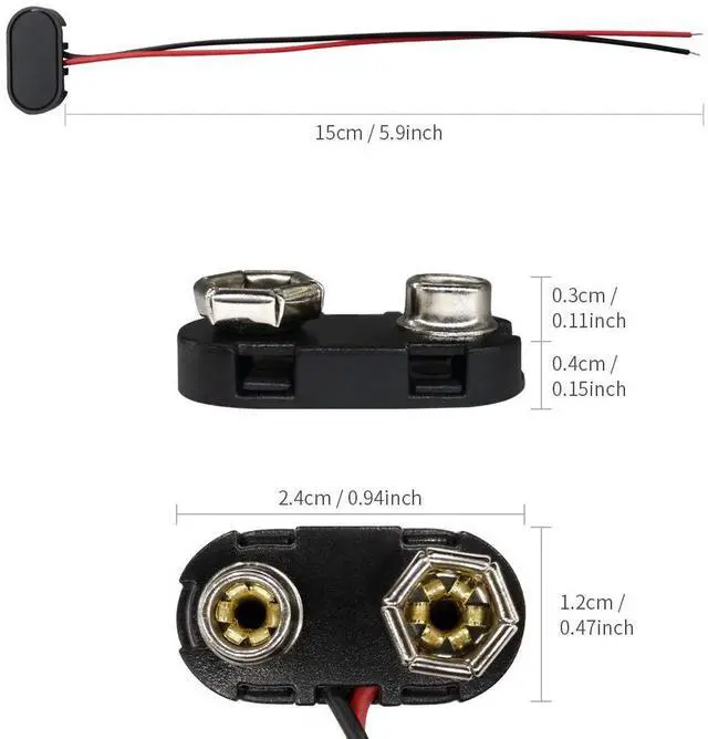 Alt view image 3 of 7 - 10PCS T-Type 9V Buckle Battery Connector, Hard Plastic Shell for Student Experiments & Other Battery Equipment