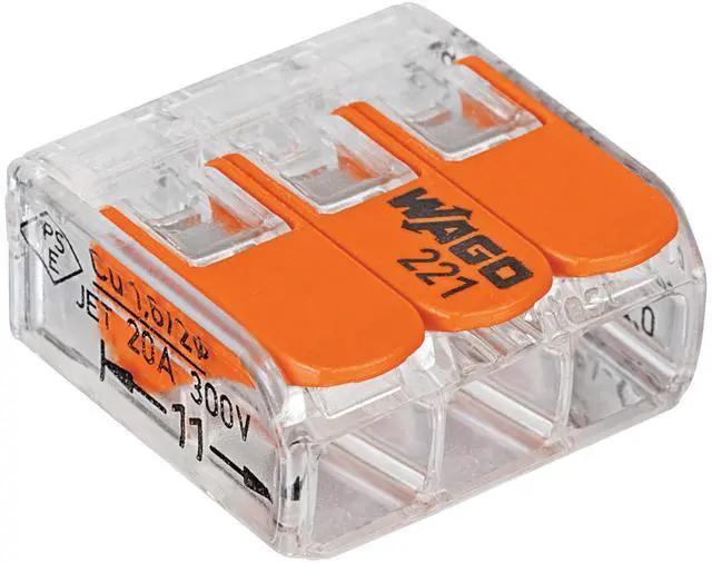 Main image of 221-413/VE00-2500 221 Series 3 Conductor AWG 24 12 Transparent Body Connector w/Levers - 50 item(s)