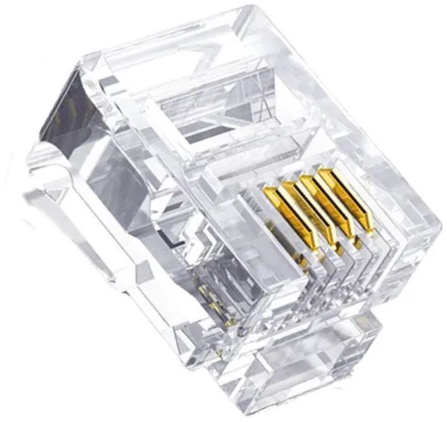 Main image of RJ11 Connectors 25 Pack 6P4C Plug Telephone Modular Plug Phone Jack Adapter Crimp End Telephone Cord Connector