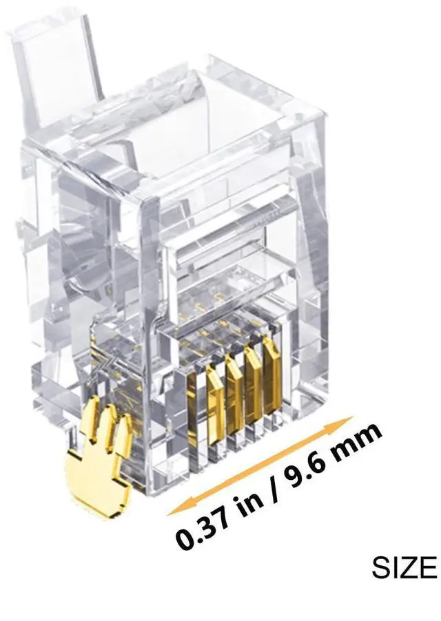 Alt view image 3 of 5 - RJ11 Connectors 25 Pack 6P4C Plug Telephone Modular Plug Phone Jack Adapter Crimp End Telephone Cord Connector