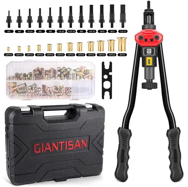 Main image of Rivet Nut Tool Kit,16-Inch Rivnut Tool Kit with 12 Metric and SAE Mandrels, 176Pcs Rivet nut Assortment Kit, Designed for Labour Saving, Ideal for Automotive, Home and DIY Projects