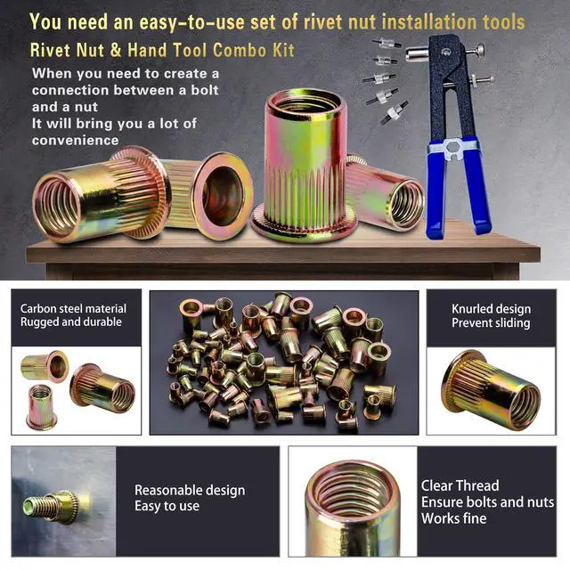 Alt view image 3 of 6 - Pressure Rivet Nut Tool Kit, 430Pcs Metric Rivet Nut Combination (M8/M6/M5/M4/M3), Suitable for Furniture, Decoration, Automotive, Marine and Industrial Applications