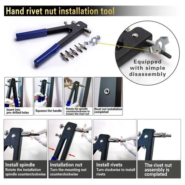 Alt view image 5 of 6 - Pressure Rivet Nut Tool Kit, 430Pcs Metric Rivet Nut Combination (M8/M6/M5/M4/M3), Suitable for Furniture, Decoration, Automotive, Marine and Industrial Applications