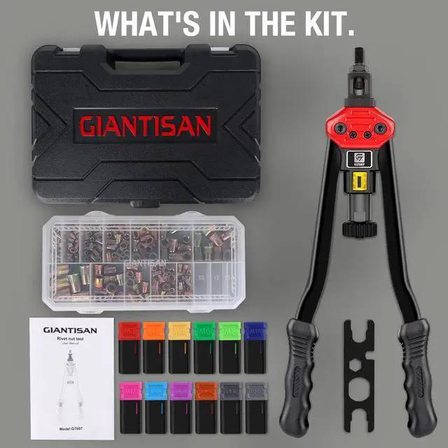 Alt view image 7 of 7 - Rivet Nut Tool Kit,16-Inch Rivnut Tool Kit with 12 Metric and SAE Mandrels, 176Pcs Rivet nut Assortment Kit, Designed for Labour Saving, Ideal for Automotive, Home and DIY Projects