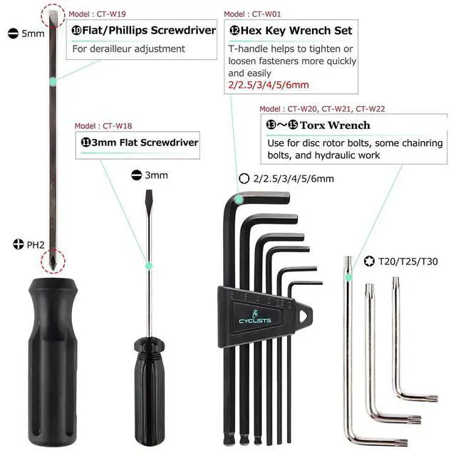 Alt view image 6 of 7 - 23 Piece Bike Tool Kit - Bicycle Repair Tool Box Compatible - Mountain/Road Bike Maintenance Tool Set with Storage Case