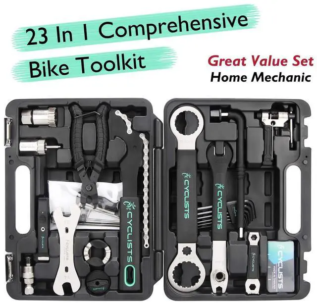 Alt view image 2 of 7 - 23 Piece Bike Tool Kit - Bicycle Repair Tool Box Compatible - Mountain/Road Bike Maintenance Tool Set with Storage Case