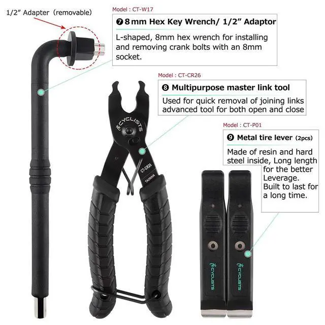 Alt view image 5 of 7 - 23 Piece Bike Tool Kit - Bicycle Repair Tool Box Compatible - Mountain/Road Bike Maintenance Tool Set with Storage Case