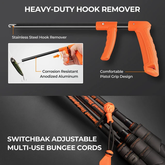 Alt view image 6 of 7 - SteelStream 8pc Fishing Tool Kit - Fishing Pliers with Lanyard, Fillet Knife, Floating Fish Lip Gripper, Fishing Braid Scissors, Tool Retractor, Fishing Hook Remover, Bungee Cords