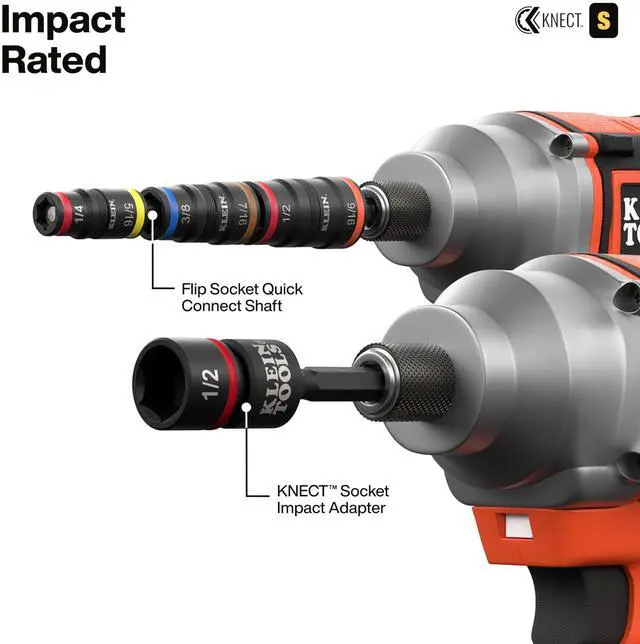 Alt view image 6 of 7 - Tools 65301KNECT Impact Socket Set, KNECT (S) 23-Piece SAE Pass-Through and Flip Socket Tool Set, Impact Driver Adapter, MODbox Tool Organization