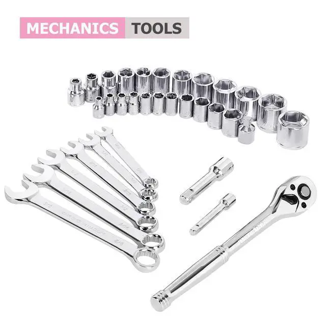 Alt view image 3 of 7 - 267-Piece Pink Tool Set, Home Repairing Tool Kit with 13-Inch Wide Mouth Open Bag, Mechanics Hand Tool Kit for DIY, Home Maintenance