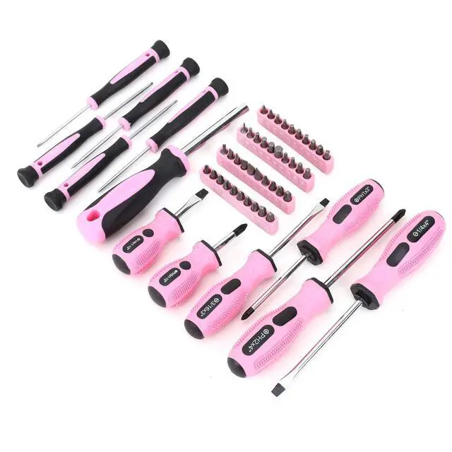Alt view image 7 of 7 - 267-Piece Pink Tool Set, Home Repairing Tool Kit with 13-Inch Wide Mouth Open Bag, Mechanics Hand Tool Kit for DIY, Home Maintenance