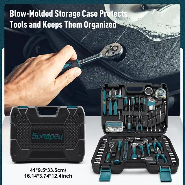 Alt view image 5 of 7 - Home Tool Kit 281-PCs - Portable Complete Basic Repair General Hand Tool Sets for Men Women - Full Tool Set with Socket Wrench Set & Screwdriver Set & Metric Hex Key & Pliers & Tool Box Case
