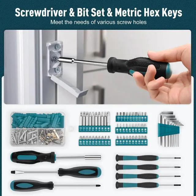 Alt view image 6 of 7 - Home Tool Kit 281-PCs - Portable Complete Basic Repair General Hand Tool Sets for Men Women - Full Tool Set with Socket Wrench Set & Screwdriver Set & Metric Hex Key & Pliers & Tool Box Case
